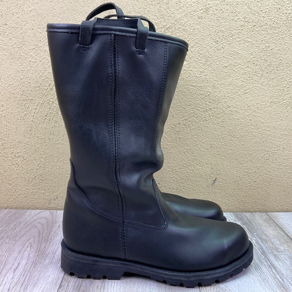 VTG Ranger Firefighter Boots Mens 8.5 Black Leather Steel Toe Bunker 14" 3045 - Picture 1 of 16
